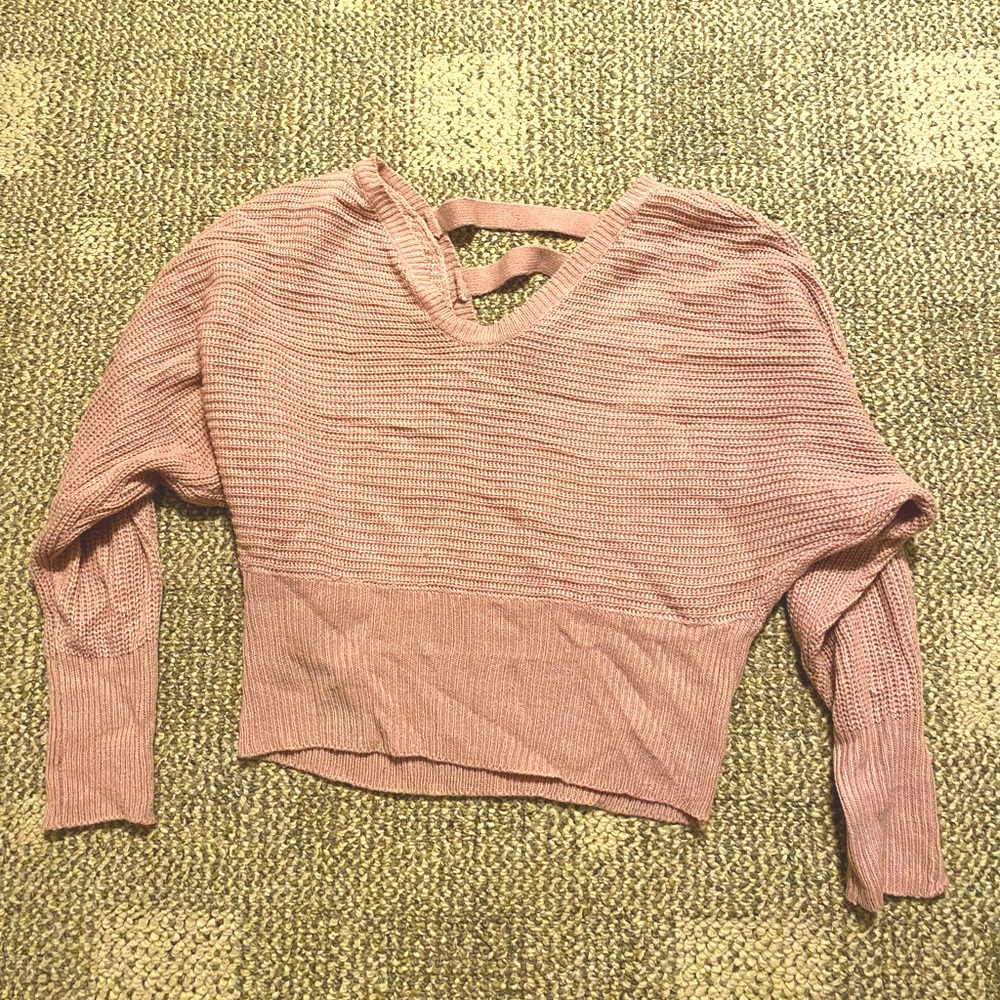 Pink open back womens sweater